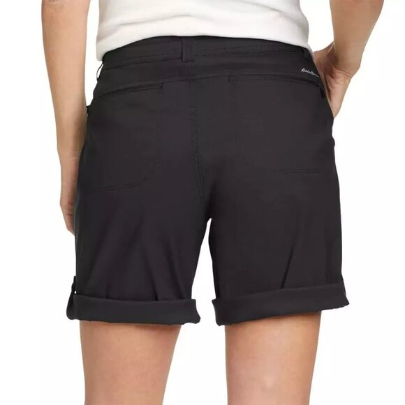 Eddie Bauer Women 16 Stretch UPF 50 Rolled Hem Adjustable Bermuda Shorts Black - Picture 3 of 4